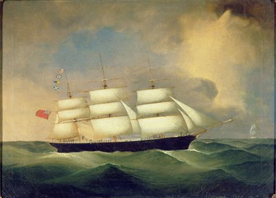 Három árbocos angol vágógép a tengeren alkotó: English School